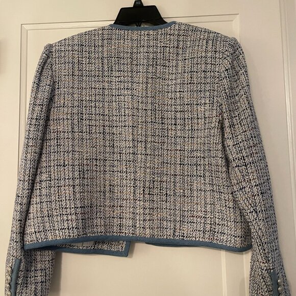 Veronica Beard Blue and White Tweed Blazer 12 L Chanel Style - Picture 8 of 8